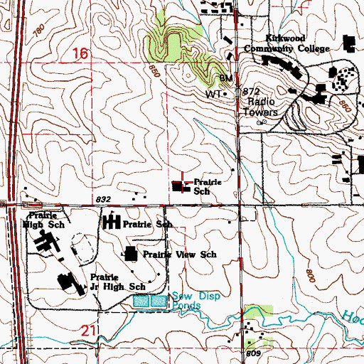 Topographic Map of Prairie Heights Elementary School, IA