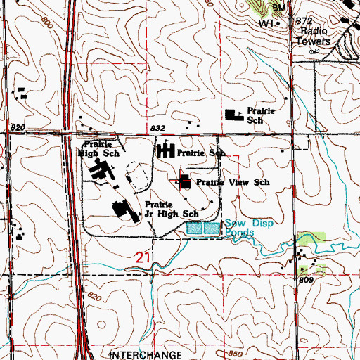 Topographic Map of Prairie View Elementary School, IA