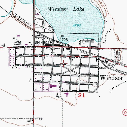 Topographic Map of Windsor, CO