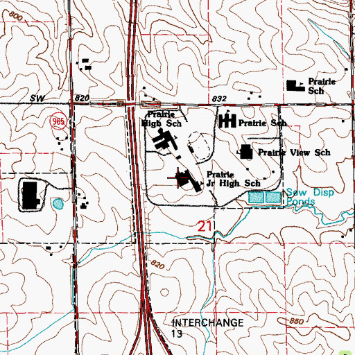 Topographic Map of Prairie Creek Intermediate School, IA