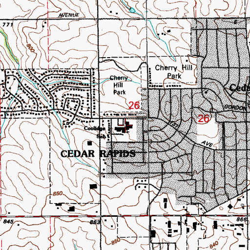 Topographic Map of Coolidge Elementary School, IA