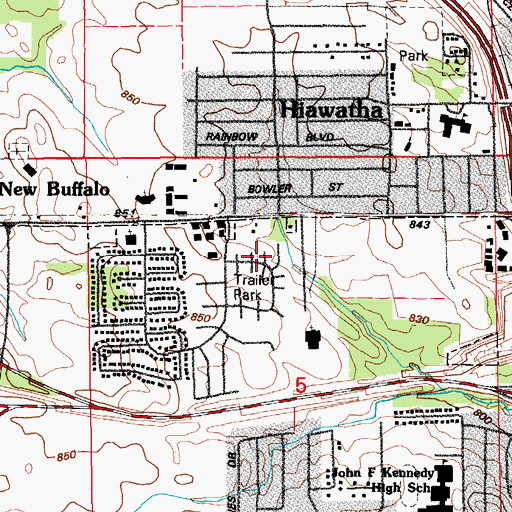 Topographic Map of Five Seasons Manufactured Home Community, IA
