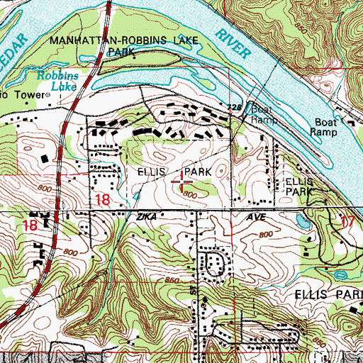Topographic Map of Ellis Golf Course, IA