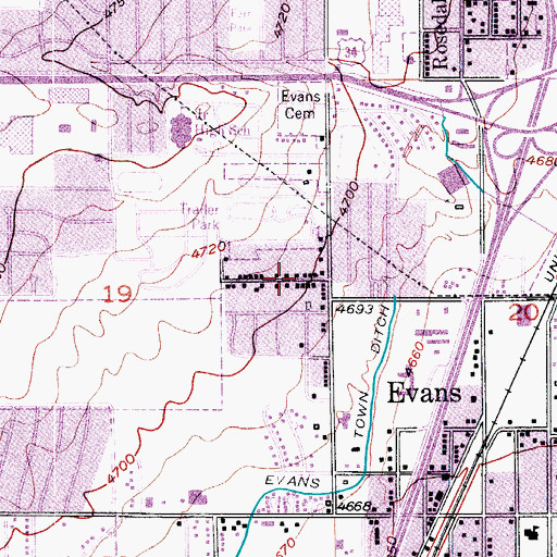 Topographic Map of Rosedale, CO