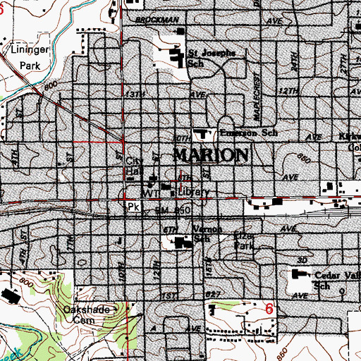 Topographic Map of Daniels and the Old Dubuque Road Historical Marker, IA