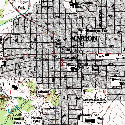 Topographic Map of Marion Post Office, IA