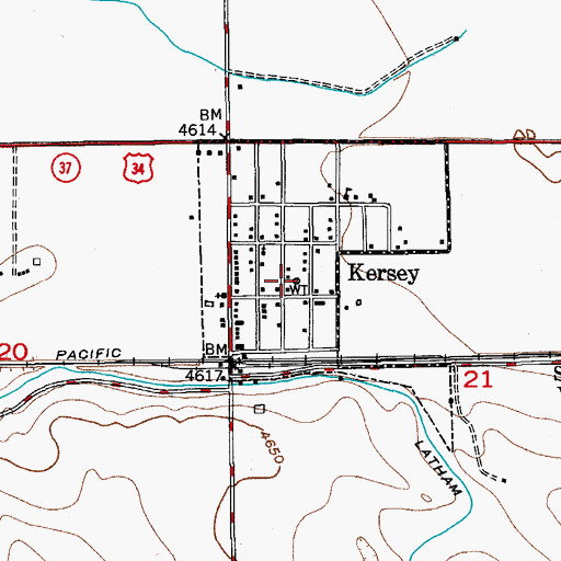 Topographic Map of Kersey, CO