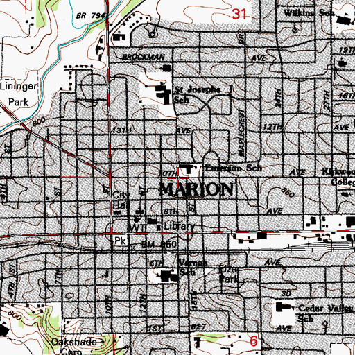 Topographic Map of Crestview Acres, IA