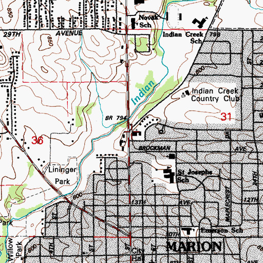 Topographic Map of Marion Christian Church, IA