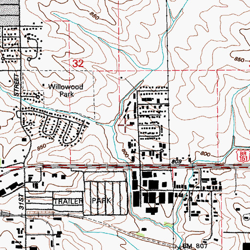 Topographic Map of Squaw Creek Baptist Church, IA