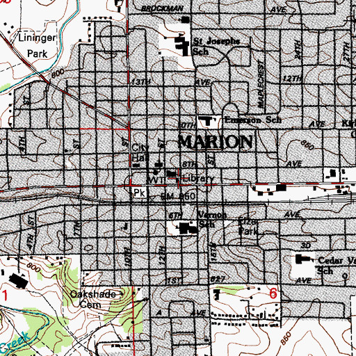 Topographic Map of First United Methodist Church, IA