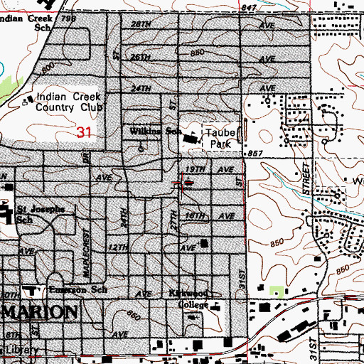 Topographic Map of Resurrection Lutheran Church, IA