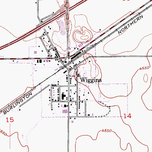Topographic Map of Wiggins, CO