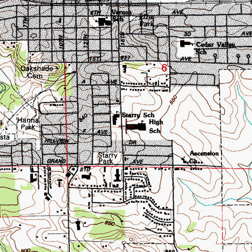 Topographic Map of Marion High School, IA