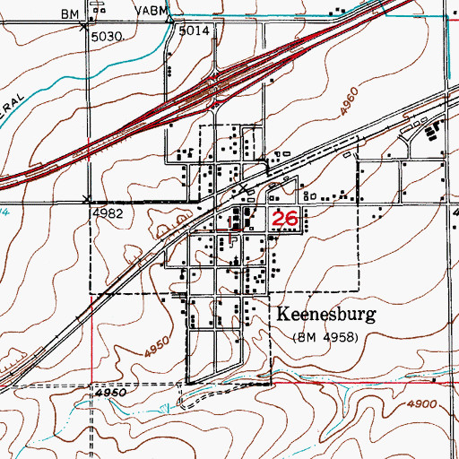 Topographic Map of Keenesburg, CO