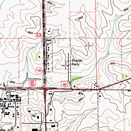Topographic Map of Squaw Creek Village, IA