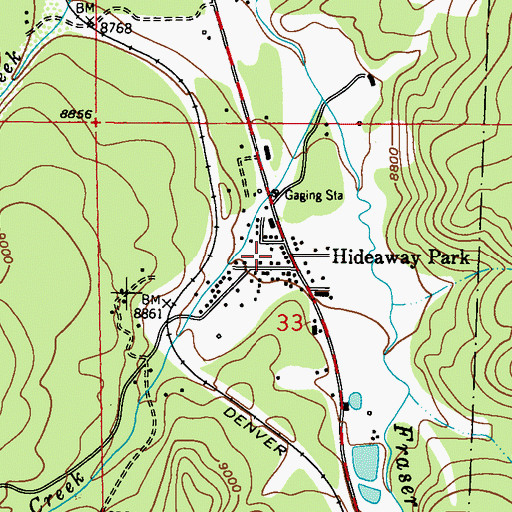 Topographic Map of Hideaway Park, CO