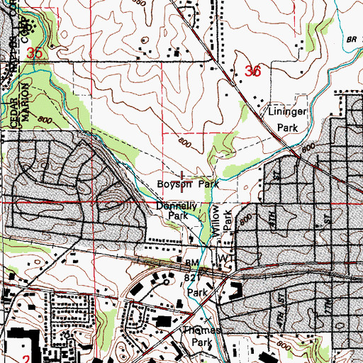 Topographic Map of Boyson Park, IA