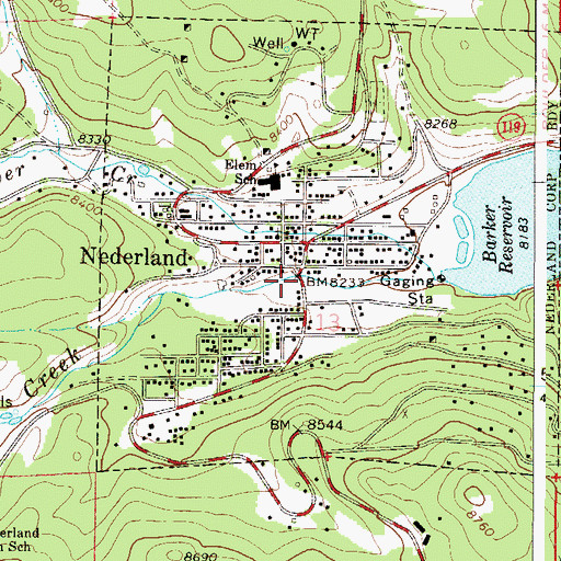 Topographic Map of Nederland, CO