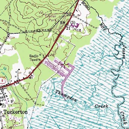 Topographic Map of Tuckerton Shores, NJ