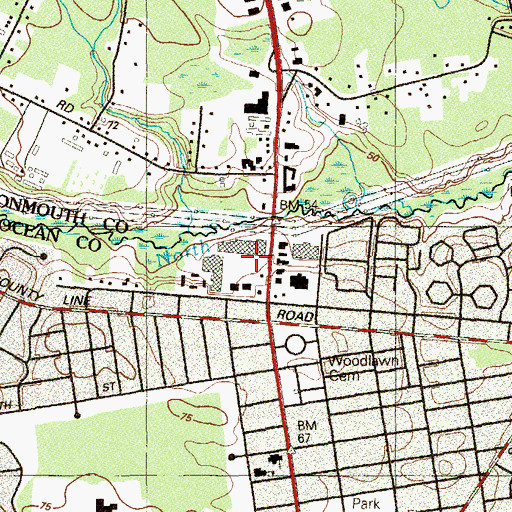 Topographic Map of Lakewood Shopping Center, NJ
