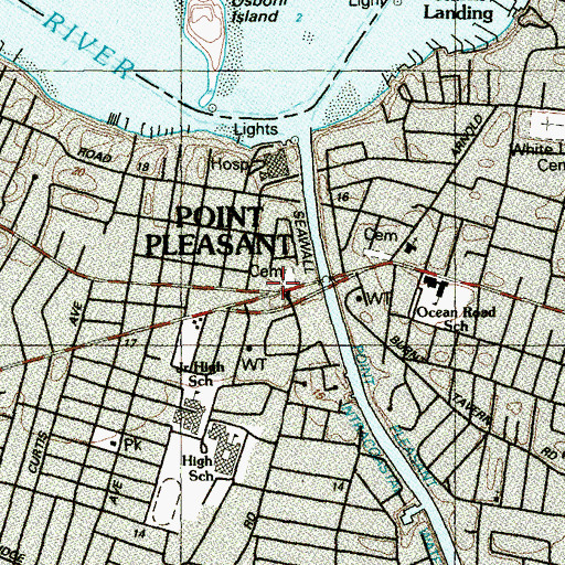 Topographic Map of West Point Pleasant, NJ