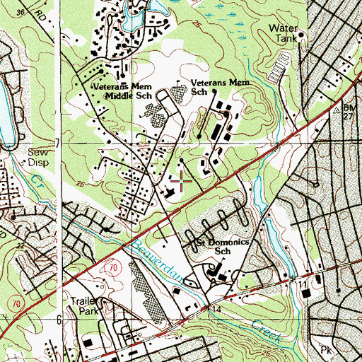 Topographic Map of Temple Beth Or, NJ