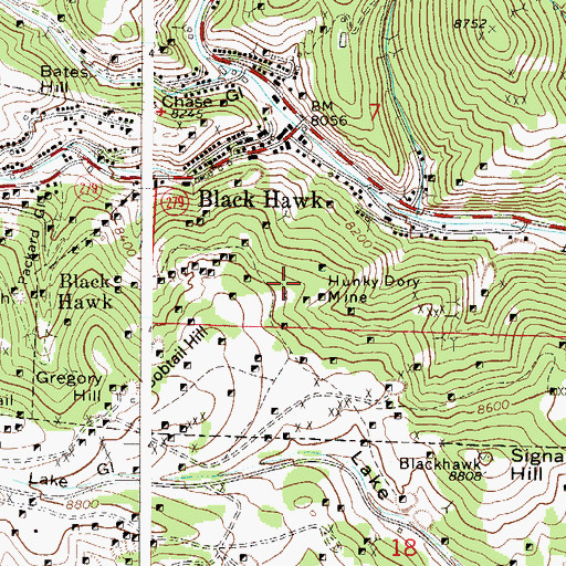 Topographic Map of Black Hawk, CO