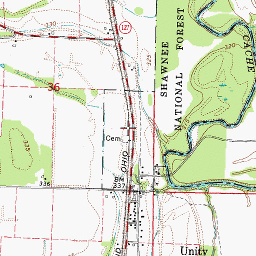 Topographic Map of Hodges Cemetery, IL