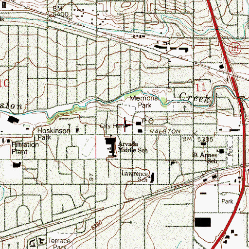 Topographic Map of Arvada, CO