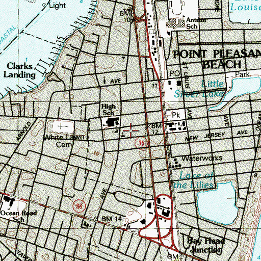 Topographic Map of Saint Mary's by the Sea Episcopal Church, NJ