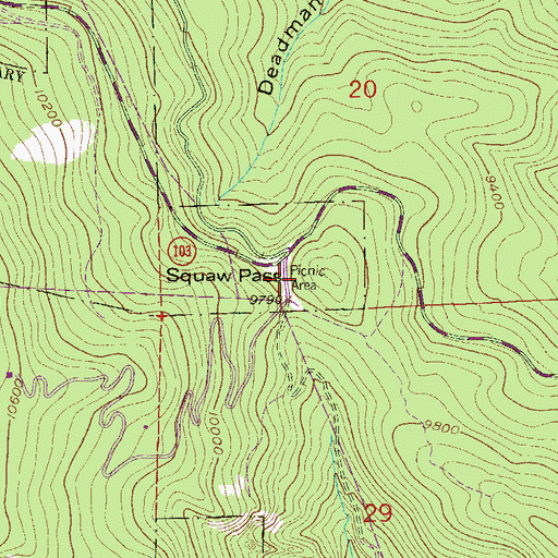 Topographic Map of Squaw Pass, CO