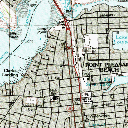 Topographic Map of First Baptist Church, NJ