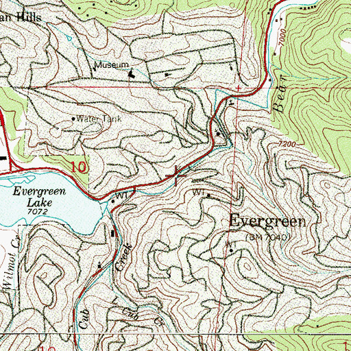 Topographic Map of Evergreen, CO