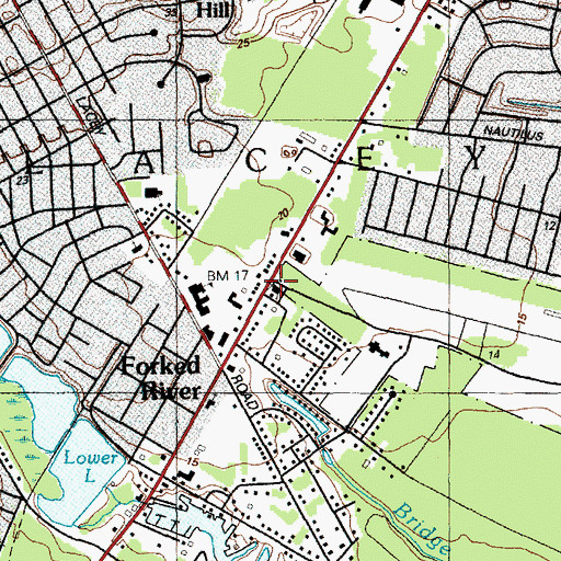Topographic Map of Forked River Presbyterian Church, NJ