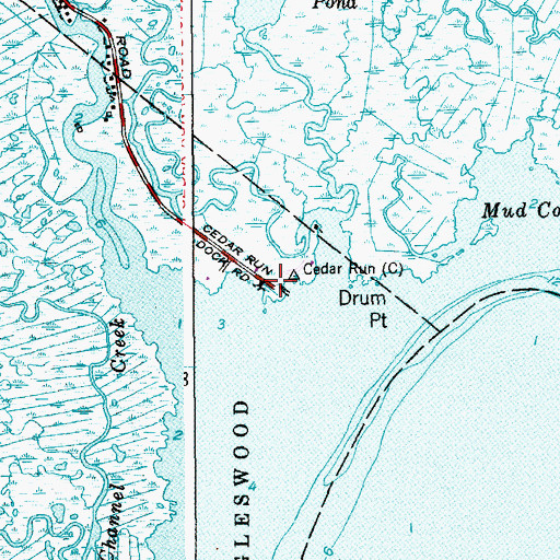 Topographic Map of Cedar Run County Park, NJ