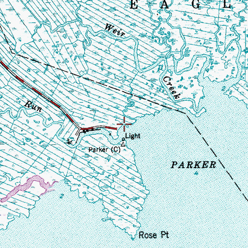 Topographic Map of Parkertown County Park, NJ