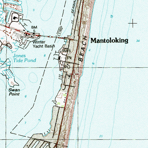 Topographic Map of Saint Simon by the Sea Church, NJ