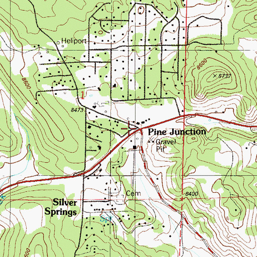 Topographic Map of Pine Junction, CO