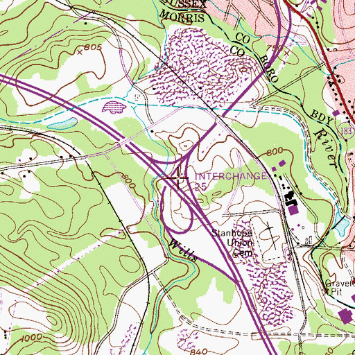 Topographic Map of Interchange 25, NJ