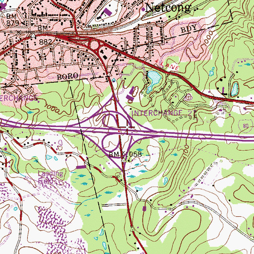 Topographic Map of Interchange 27, NJ