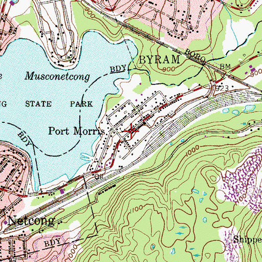 Topographic Map of Port Morris School (historical), NJ