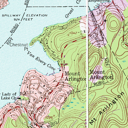 Topographic Map of Lee's County Park, NJ