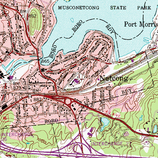 Topographic Map of Netcong Elementary School, NJ