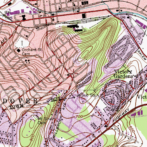 Topographic Map of Chapel In the Hills, NJ