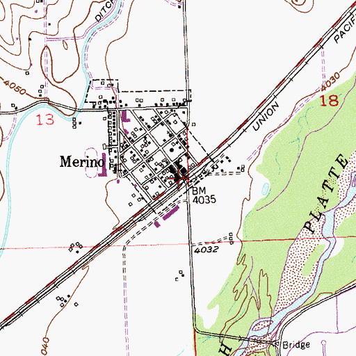 Topographic Map of Merino, CO