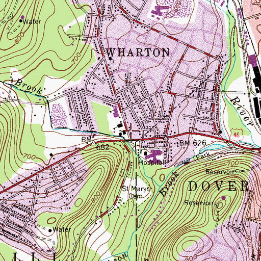 Topographic Map of Saint Mary's Catholic Church, NJ