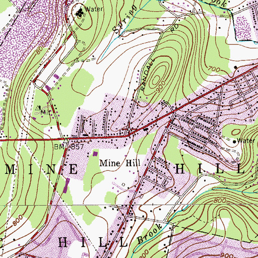 Topographic Map of Mine Hill Presbyterian Church, NJ