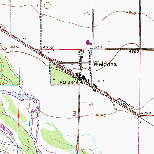 Topographic Map of Weldona, CO