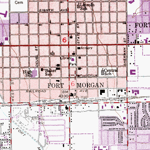 Topographic Map of Fort Morgan, CO
